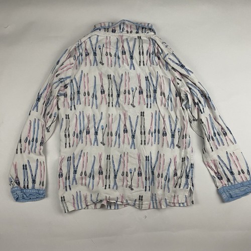 Camisa pijama de franela con estampado de esquí Munki Munki con botones L/S talla L rayón bambú - Imagen 9 de 9