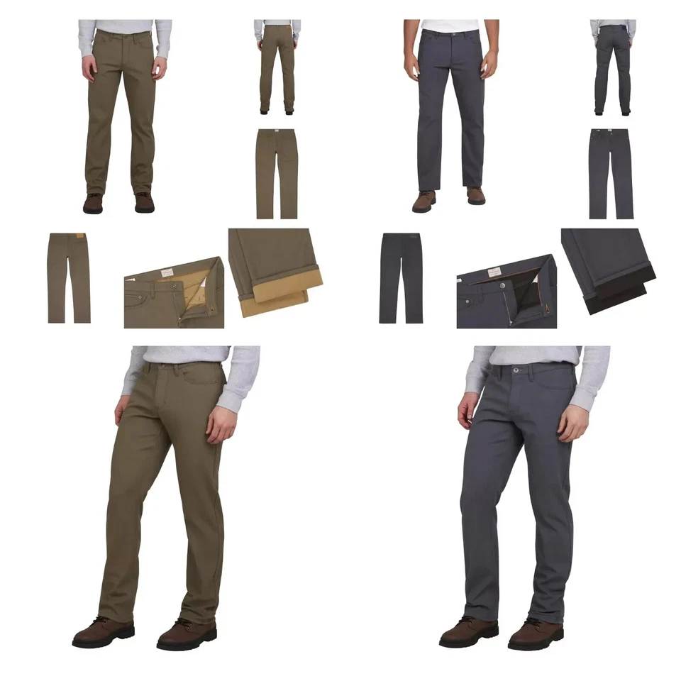 Всепогодные винтажные мужские брюки из флиса с подкладкой из флиса эластичная холщовая подкладка - Изображение 2 из 4