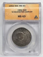 1952 Washington-Carver Commemorative Half Dollar ANACS MS63 03XC25