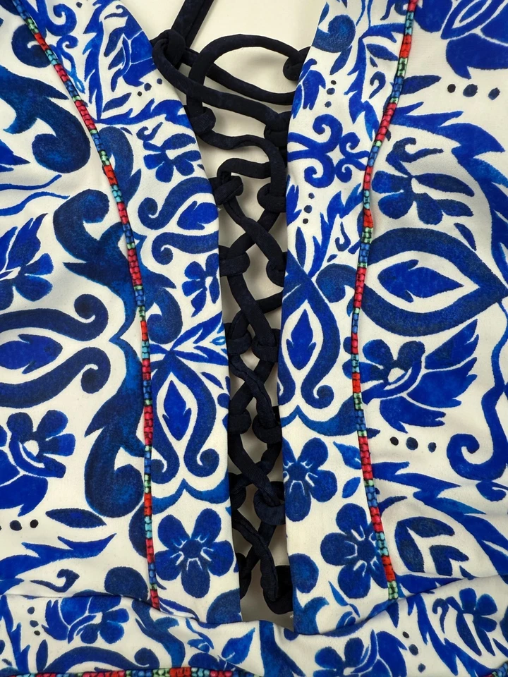 Traje de baño Nanette Lepore para mujer de una pieza con espalda abierta acolchado de cachemira talla S nuevo con etiquetas Foto 3 de 4