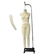 Size 12 Linen Full Body Pro Female Dress Form Mannequin with Arm & Padding Kit