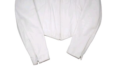Vintage Wilsons Leather Jacket Womens 8 S White Motorcycle Biker