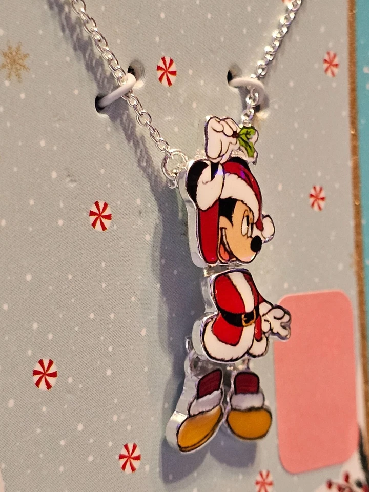 COLLAR DISNEY 18" MICKEY MOUSE CON COLGANTE ESMALTE MUÉRDAGO VACACIONES DE NAVIDAD Foto 4 de 4