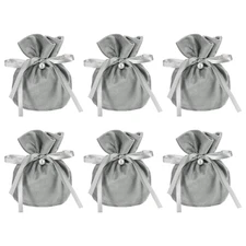Velvet Gift Drawstring Bags 6 Pcs Wedding Favor Bag with Pearl, Dark Gray