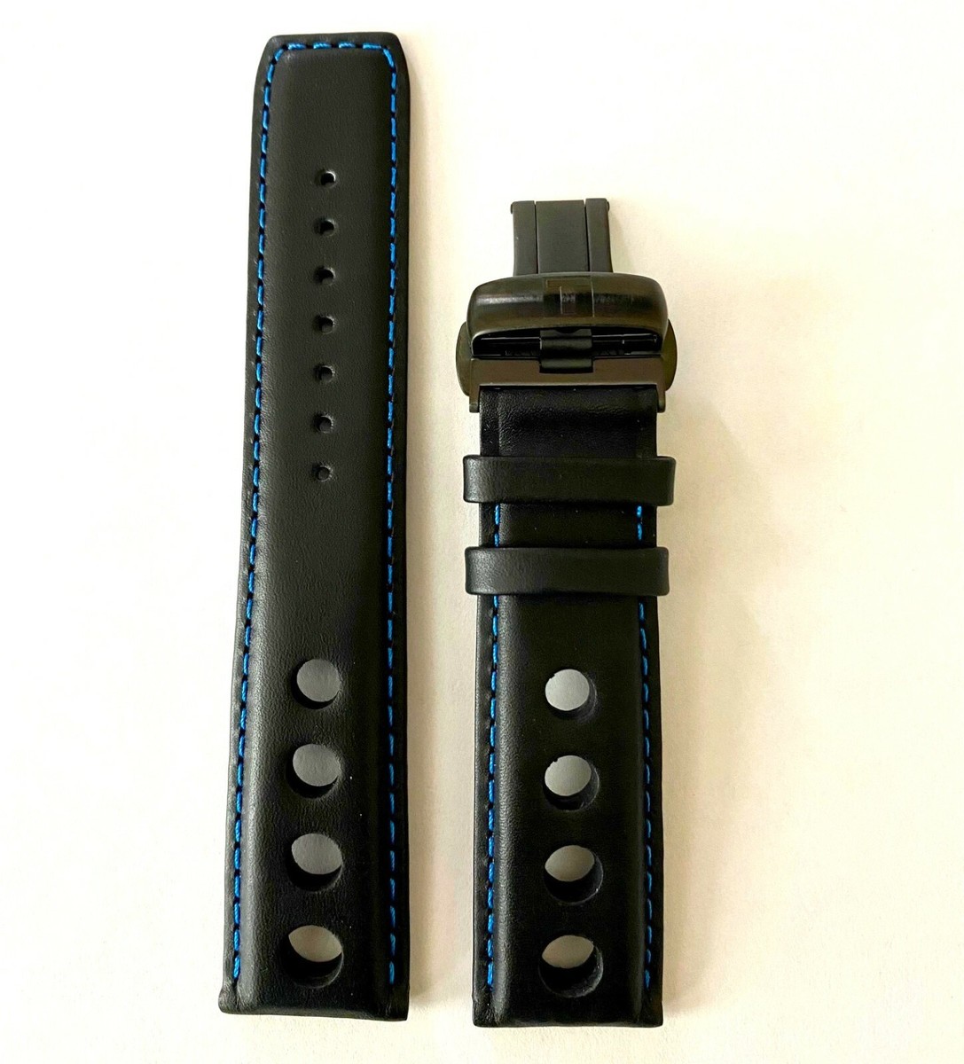 Original Tissot PRS516 22mm T100427A Black / Blue Leather Watch
