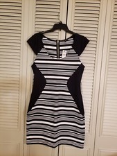 Express Black & White Striped Sleeveless Bodycon Dress Sz 12 Hourglass Dress NWT