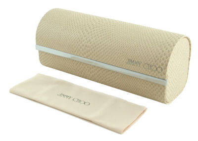Jimmy Choo サングラス + ケース + クリーニングクロス Brand New Jimmy Choo White Hard Pouch Eyeglasses Case