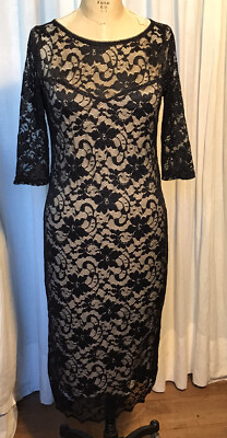 ASOS Maternity Womens 1/2 Sleeve Blk Stretch Lace Midi Cocktail Dress Sz 8 used