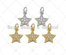 CZ Micro Pave Five Point Mini Star Pendant/Charm, CZ Dainty Gold Star Charm,