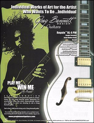 The Greg Bennett designed Samick Royale RL 4 PW electric guitar 8 x 11 ad print