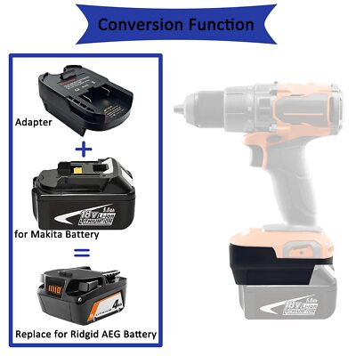 Adapter for Makita LXT 18V Li-Ion Battery Used on Ridgid AEG 18V