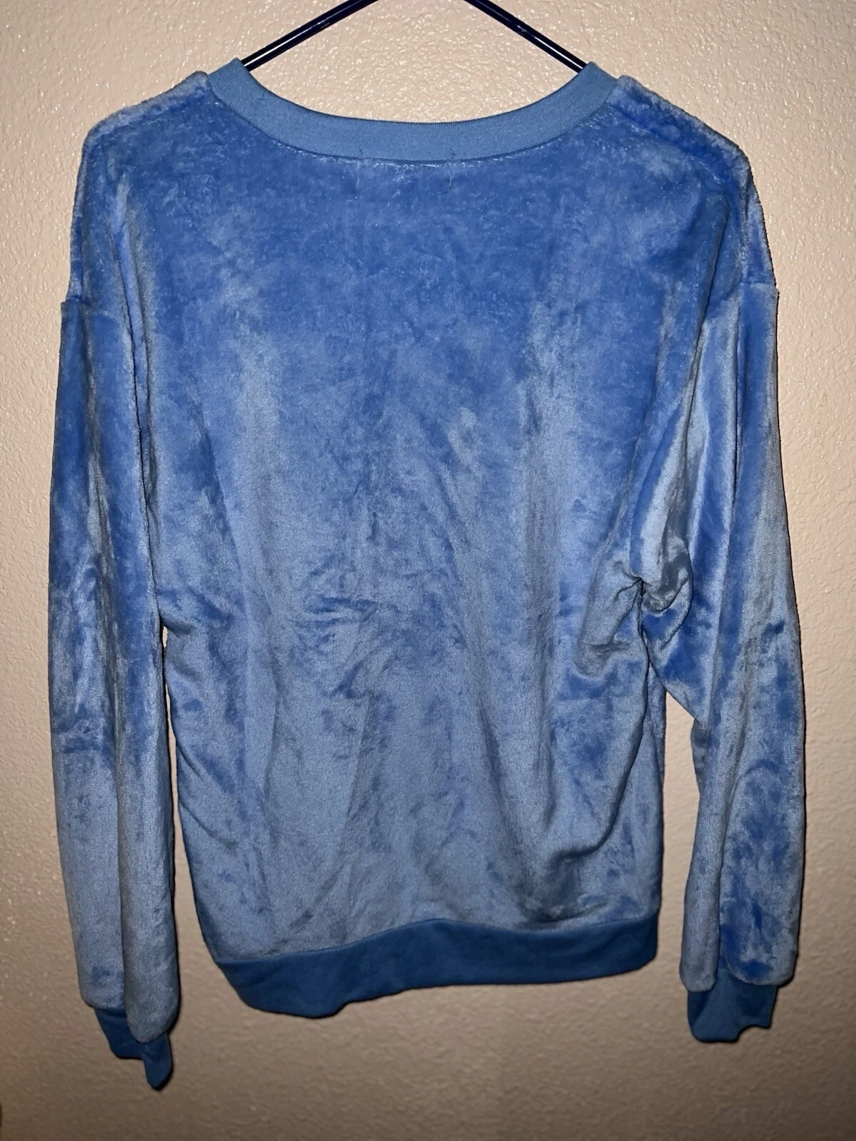 ugly christmas sweater womens medium Blue funny character “let It Snow Somewhere Else”