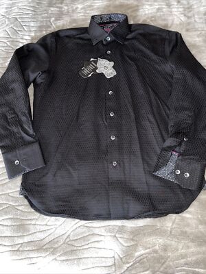 New Visconti Black Long Sleeve Shirt Mens Size S