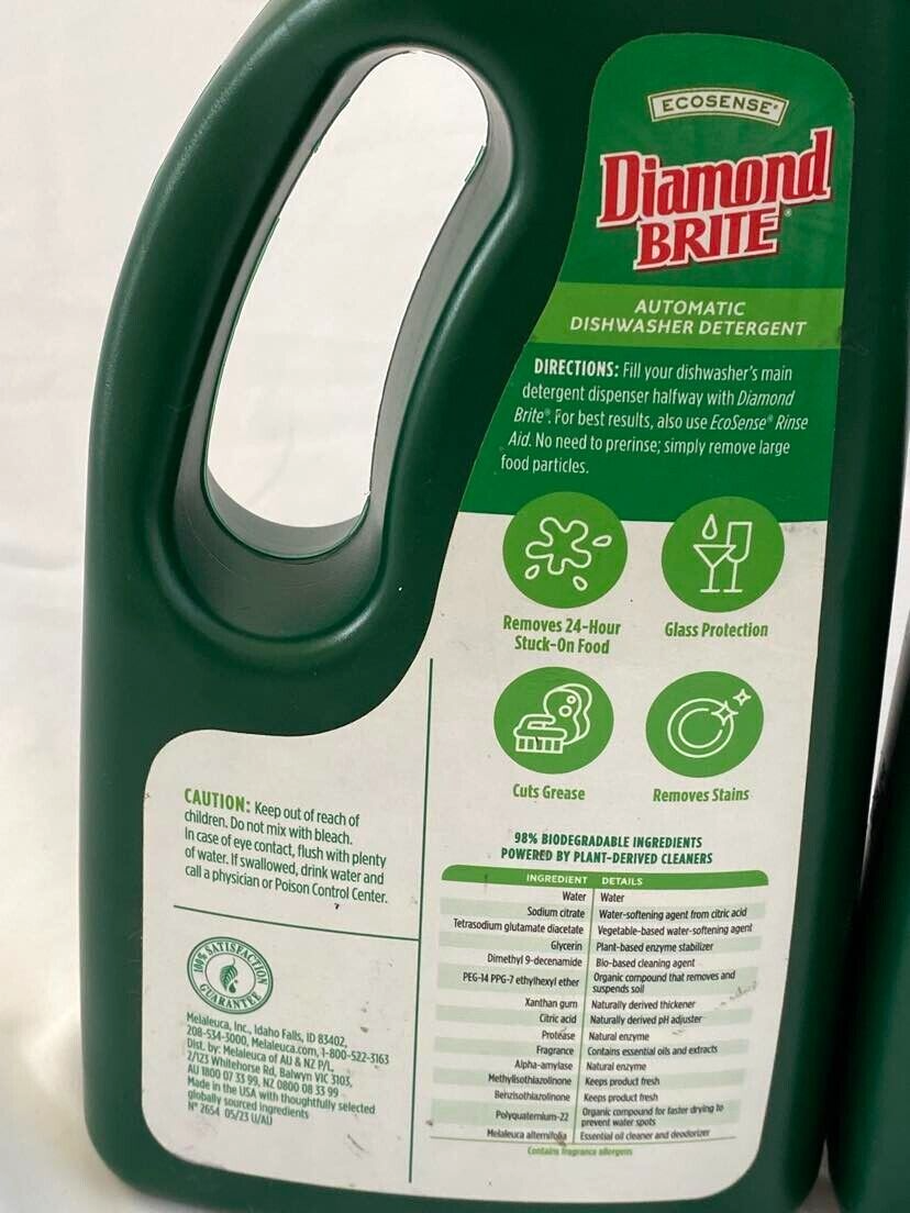 2 PK MELALEUCA Diamond Brite EcoSense Concentrated Liquid Dishwasher