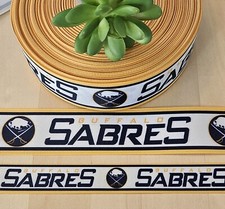 7/8  1.5 1 YD Buffalo Sabres Hockey Grosgrain Ribbon Cheer Bow Lanyard