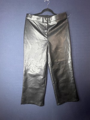 Bagatelle Women s Sz Medium Black Faux Leather Cropped Wide Leg Pants