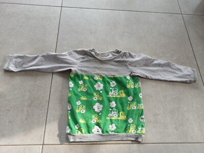 Cooles Langarmshirt dünner Pullover Gr. 86 92 grau grün Traktor handmade dawanda