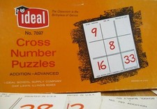 Vintage Ideal School Supply Company Math Cross Number Puzzle No.7891 Advanced 