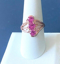 925 STERLING SILVER VERMEIL AND LAB-CREATED PINK SAPPHIRE RING SIZE 9