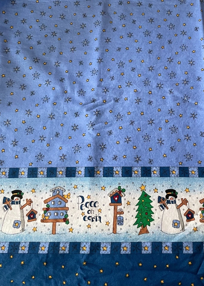 Tela Frontera Paz en la Tierra Por Trena Hegdahl Casas para Pájaros Muñeco de Nieve 2 Yardas x 44" Foto 3 de 3