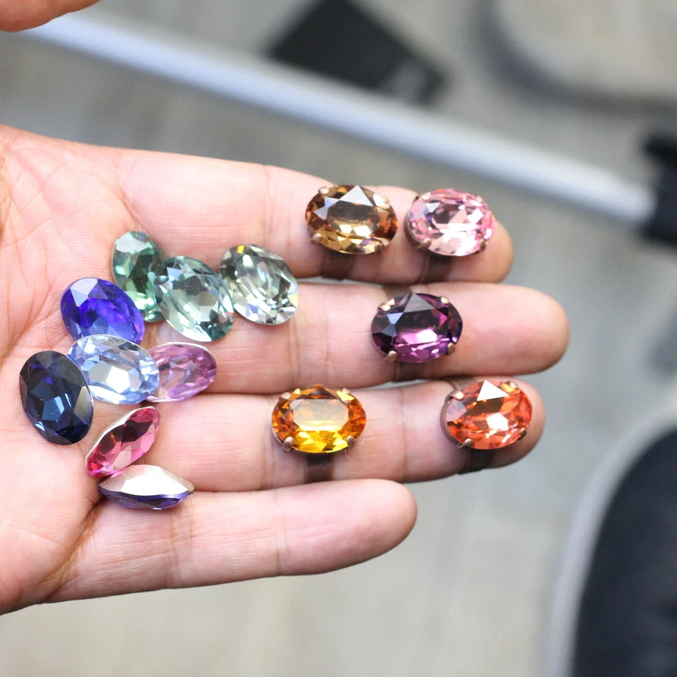 Cocktail Ring Mit Swarovski-Kristalle, Efsa Kristalle Oval groß 18 mm glitzer - Bild 3 von 4