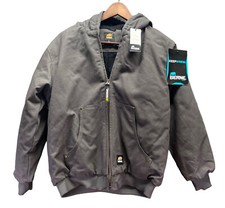 BERNE Boy s Youth L 14-16 Gray Canvas Quilted Full Zip Bomber Jacket NEW