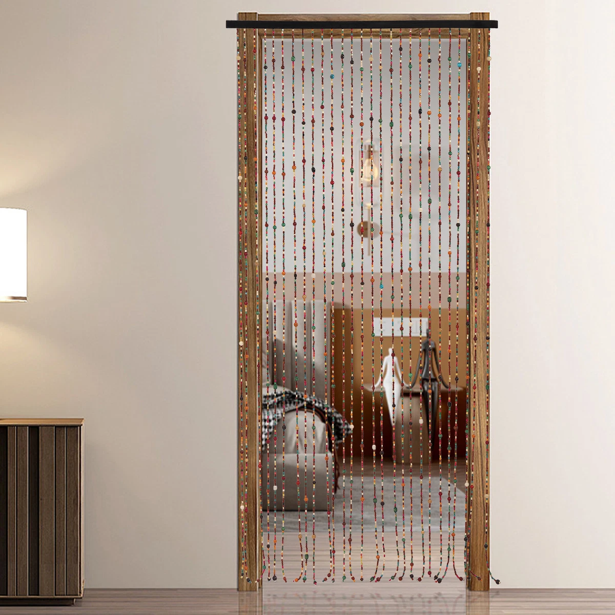 Wooden bead 2024 door curtain