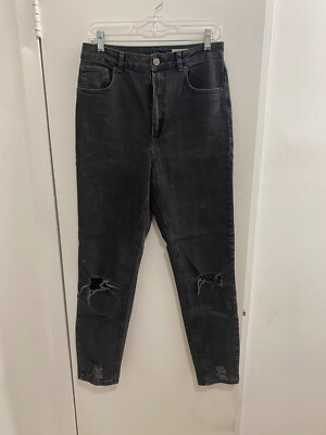 Women's Asos Tall Black High Rise Boyfriend Jeans Size 30x36