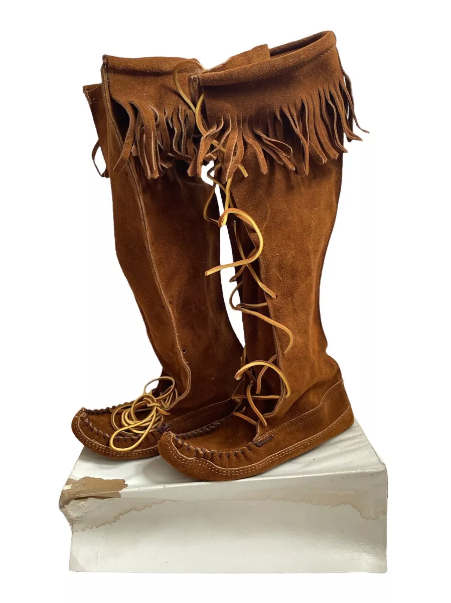 Minnetonka front lace knee high boot sales