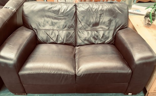 Brown Leather 3 + 2 seater Sofas - Picture 7 of 16