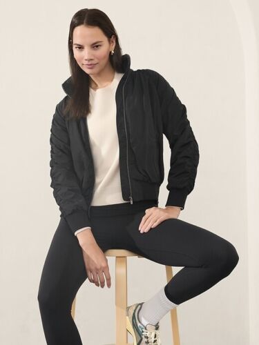 Athleta L Large Jetset Bomber Jacket Black NEW! #818839 - Picture 7 of 8