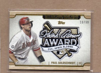paul goldschmidt diamondbacks card 2017 topps hank aaron gold 10/99 award ha-pg
