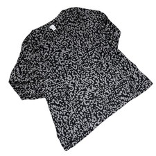 Chico's 3 Black  Gray Animal Print X-Large Pima Cotton Tunic Long Sleeved