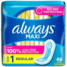 Always Maxi Feminine Pads Without Wings for Women