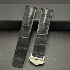 Black Pattern Leather Watch Strap with Deployant Clasp  TAG Heuer Carrera Monaco