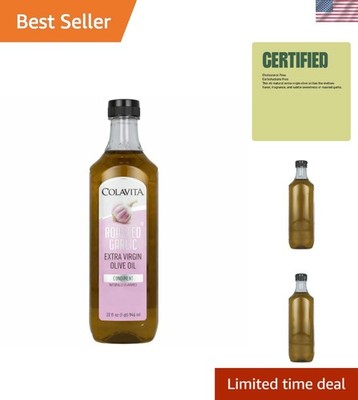 Natural Roasted Garlic Flavor Olive Oil - 32 Fl Oz Unrefined Culinary Essential