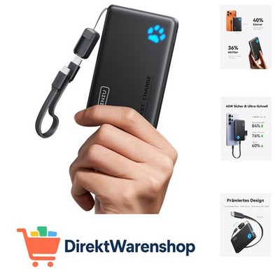 Powerbank 45W 10000mAh tragbar LED Taschenlampe USB C kompatibel mit iPhone S...