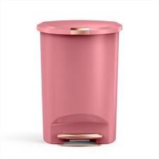 50L Step Trash Can Pet Proof Soft Close Lid 13 Gal Blush Plastic