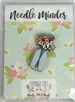 Mason Jar Floral Vase Needle Minder Magnet Needlepoint Flamingo Toes