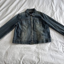 Dorothy Perkins Denim Jacket Women's UK 16 Blue Zip Up Cotton