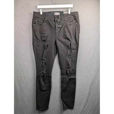 Torrid Bombshell Skinny Jeans Black Distressed Plus Size 16T  New