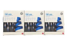 3x GE StayBright 150 Icicle Light String Holiday Christmas Blue LED White Wire