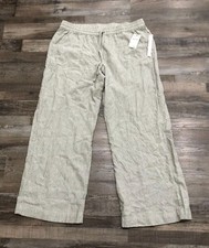 Caslon by Nordstrom Womens Large Navy  White Striped Wide Leg Linen Blend Pants