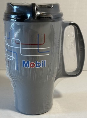 Vintage Thermo-Serv Mobil Oil Plastic Mug Gray Color BRAND NEW SEALED RARE