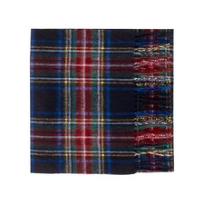 100 Lambswool Tartan Plaid Scarf, Black Stewart