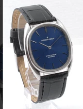 Used Universal Geneve White Shadow 866151 Blue Dial Auto Wristwatch Leather Band