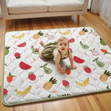 50x50 Playpen Mat, 0.8 Inch Thick Foam Baby Play Mat for Floor, Soft Fabric C...
