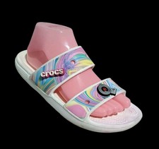 Crocs Out Of This World Slides Size 6W/8M Double Strap Pastel Sandals Jibbitz