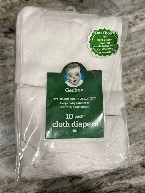 Gerber White Flatfold Cloth Diapers 24 x 27 Package Of 10 NEW