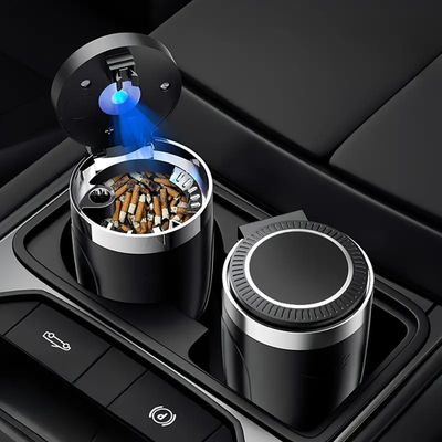 #ad New Portable Car Auto Ashtray Blue LED Light Smokeless Ashtray Cigarette Holder $5.75